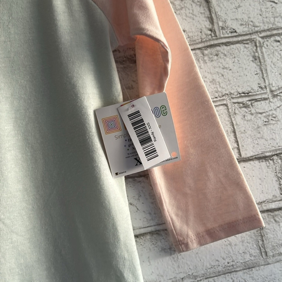NWT Solid 3/4 Baseball Tee LulaRoe Randy size XXS pale mint and pale pink - Picture 4 of 7